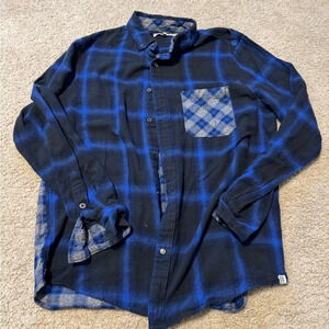 Blue dual patterned flannel